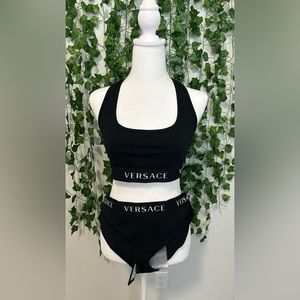 Versace Bralette and brief. Black & White color 94% Cotton Brand New With Tags